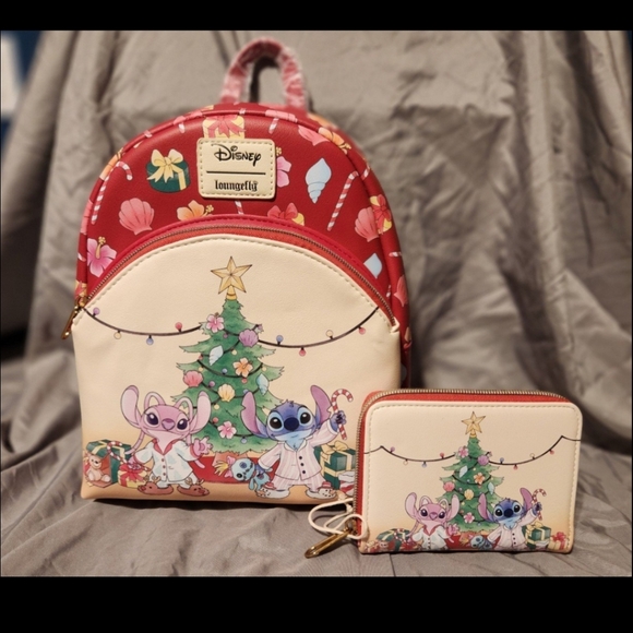 Disney Stitch and Angel loungefly backpack with matching wallet. - Picture 1 of 3